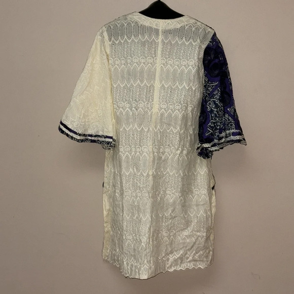 Vintage Style  Cream Lace and Ankara Midi Length Kaftan Size S/M - Picture 12 of 16